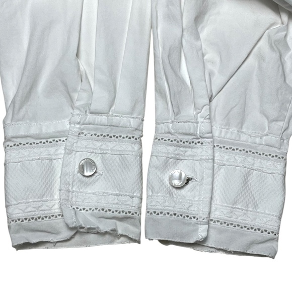 Anne Fontaine Louane White Long Sleeve Blouse 1/2 Zip Womens Top Size 40, US 6-8 - Picture 10 of 11